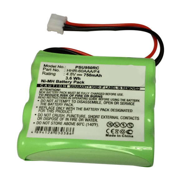 Part Number HHR-60AAA/F4 Remote Control Battery Compatible Replacement
